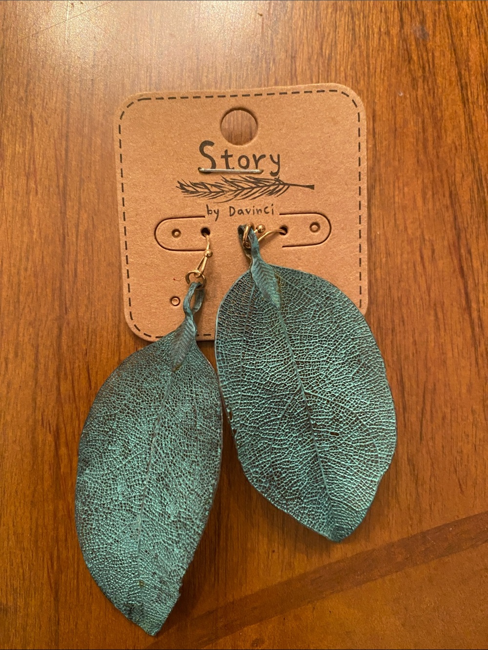 Story by Davinci Teal Leaf Drop Earrings